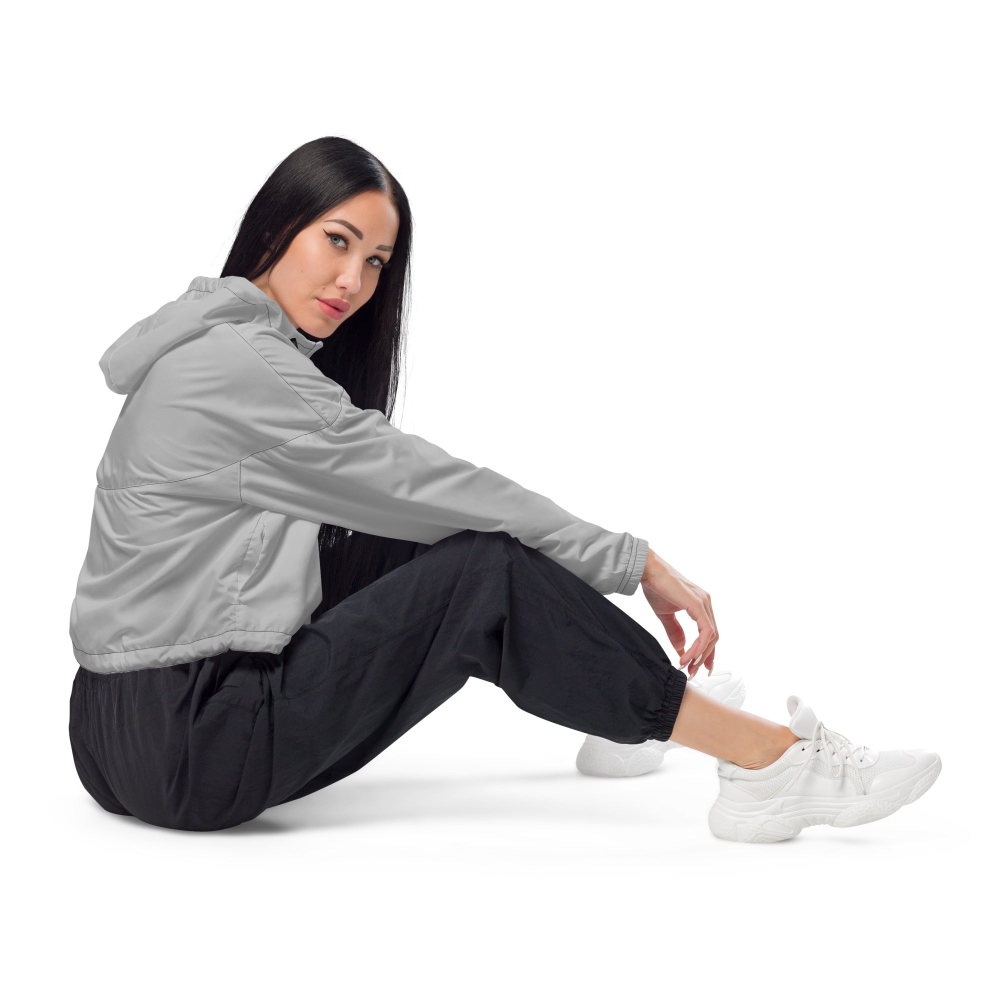 Silver Grey Cropped Windbreaker